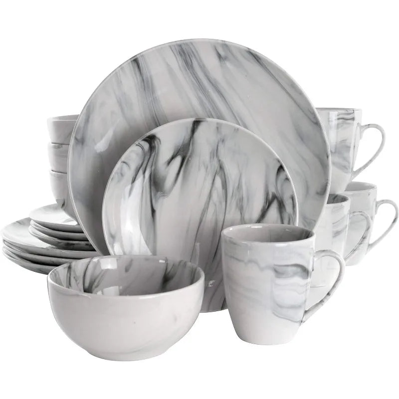 Fine Round Gloss Dinnerware Dish Set, 16 Piece,