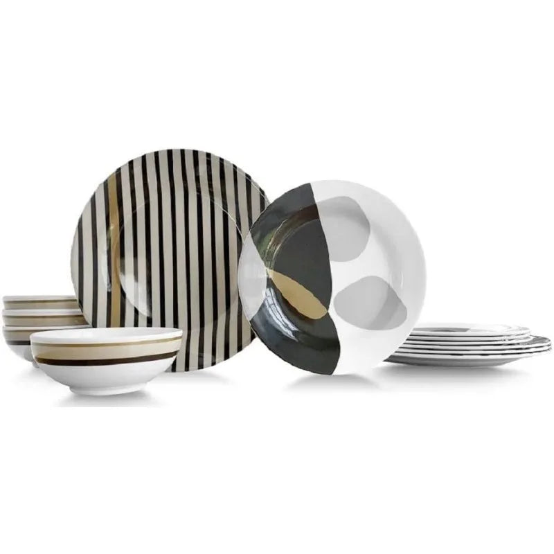 12-Piece Melamine Dinnerware Set - Service for 4, BPA free and dishwasher safe