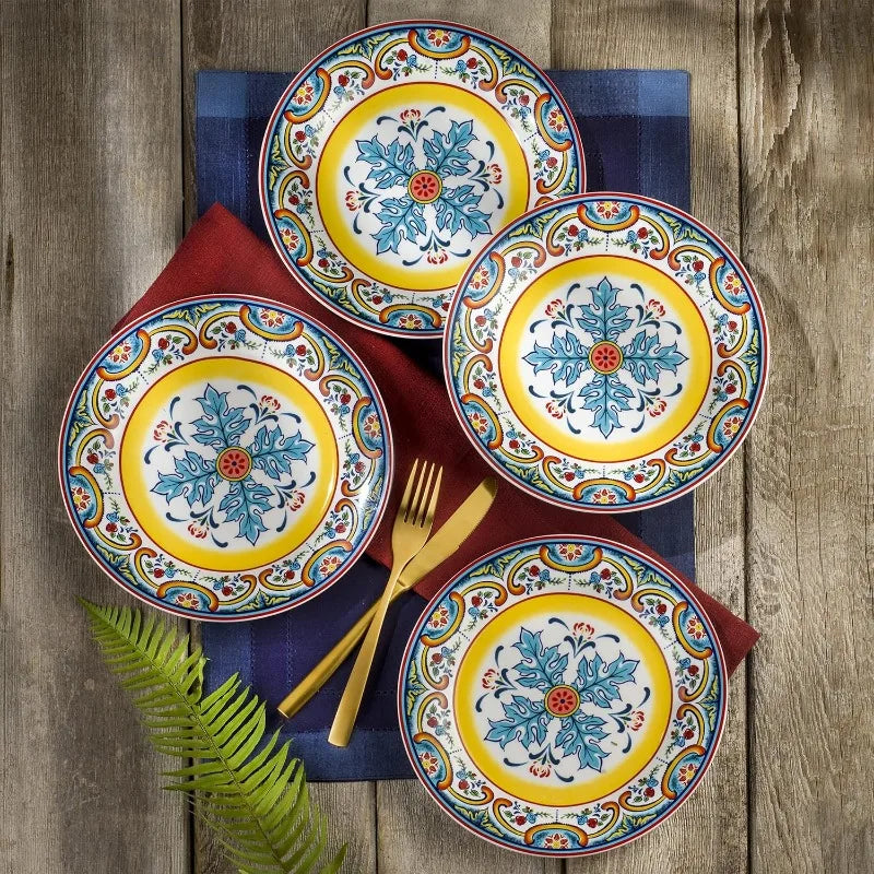 Spanish Floral Design16 Piece Dinnerware Set, Service for 4