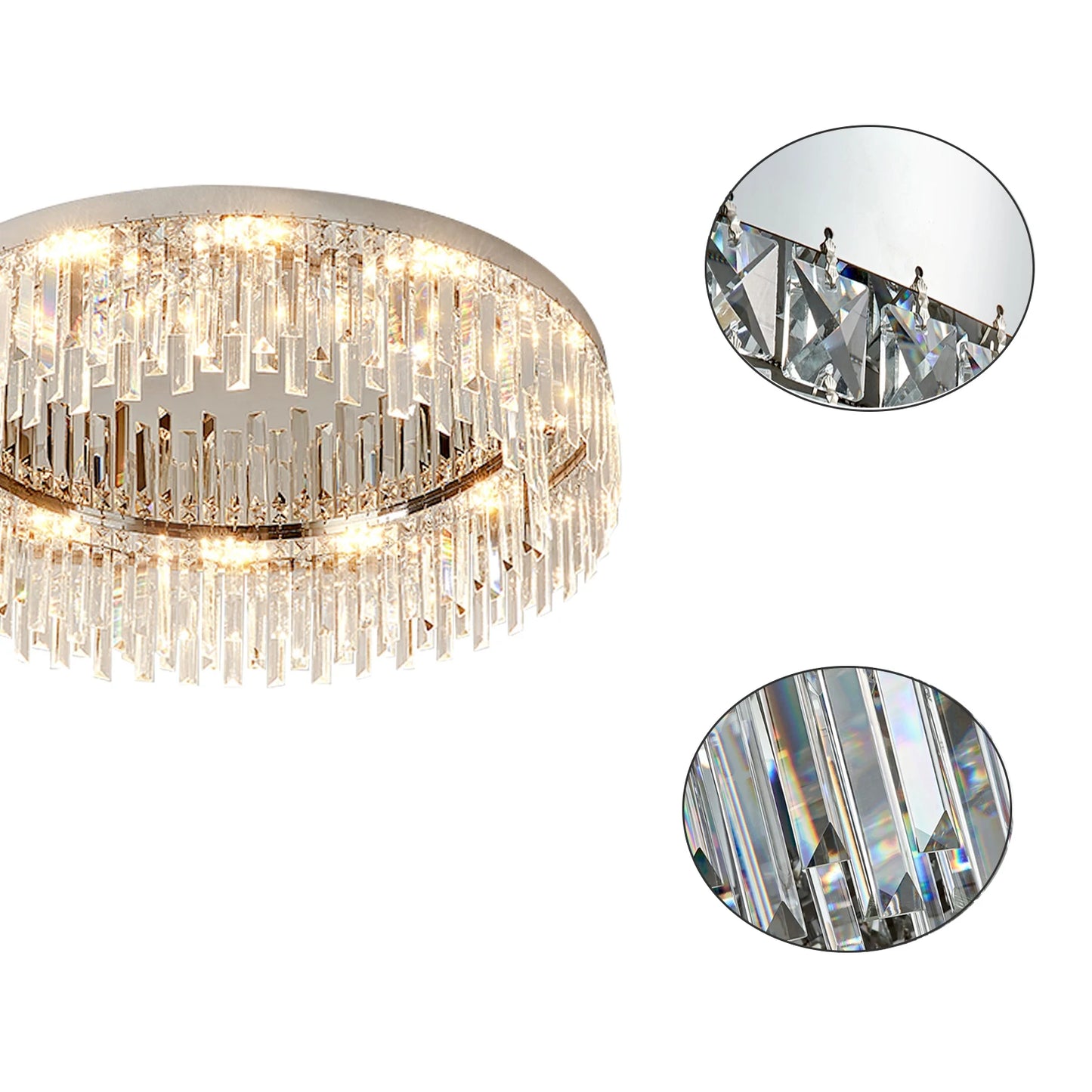 23.6inch Round Crystal Indoor Ceiling Lamp