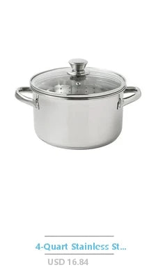 Stainless Steel 5 Quart Pasta Pot with Strainer Lid and Steamer Basket