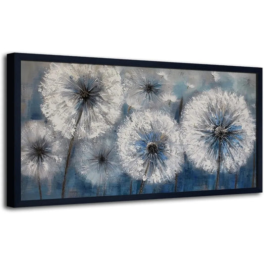 Framed Dandelion Painting Wall Art Canvas Print