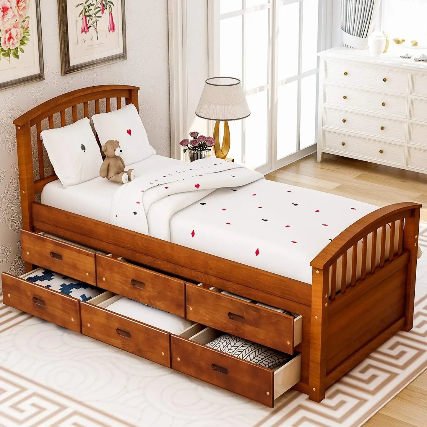 Twin Size Storage Daybed Bed Frame with 6 Drawers