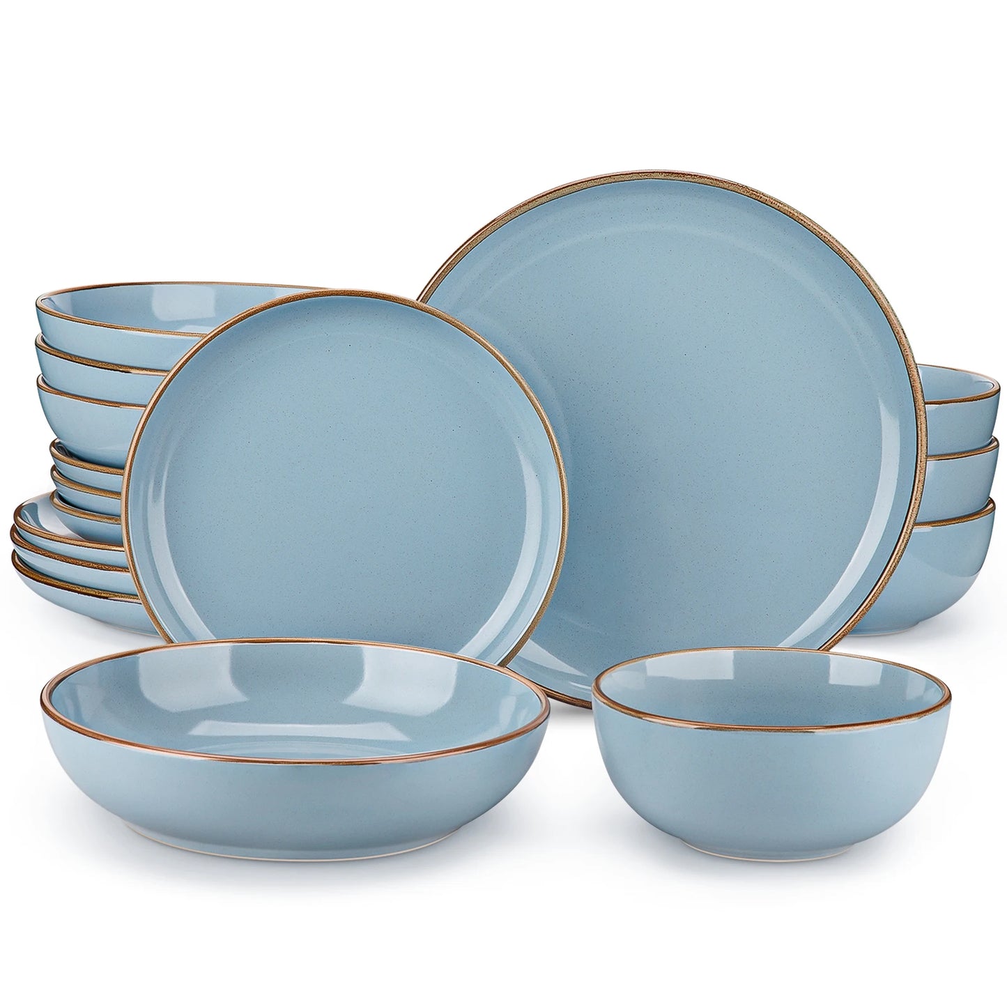 16/32 Piece Ceramic Glaze Tableware Set with Dinner/Dessert/Soup Plate/Bowl  For 4/8