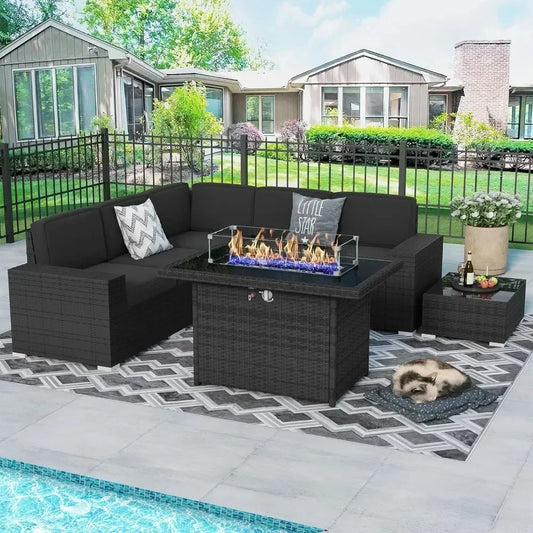 Outdoor Patio Furniture Set with Fire Pit Table