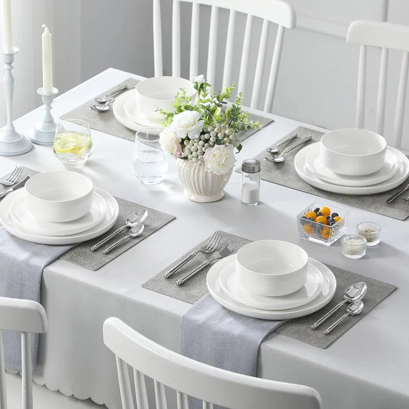 12 Pieces Chip Resistant Porcelain Dinnerware Sets