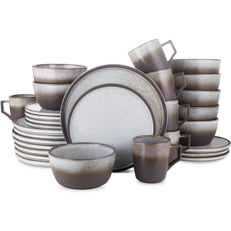 Tom Stoneware Reactive Glaze Dinnerware Set, 16/32 piece