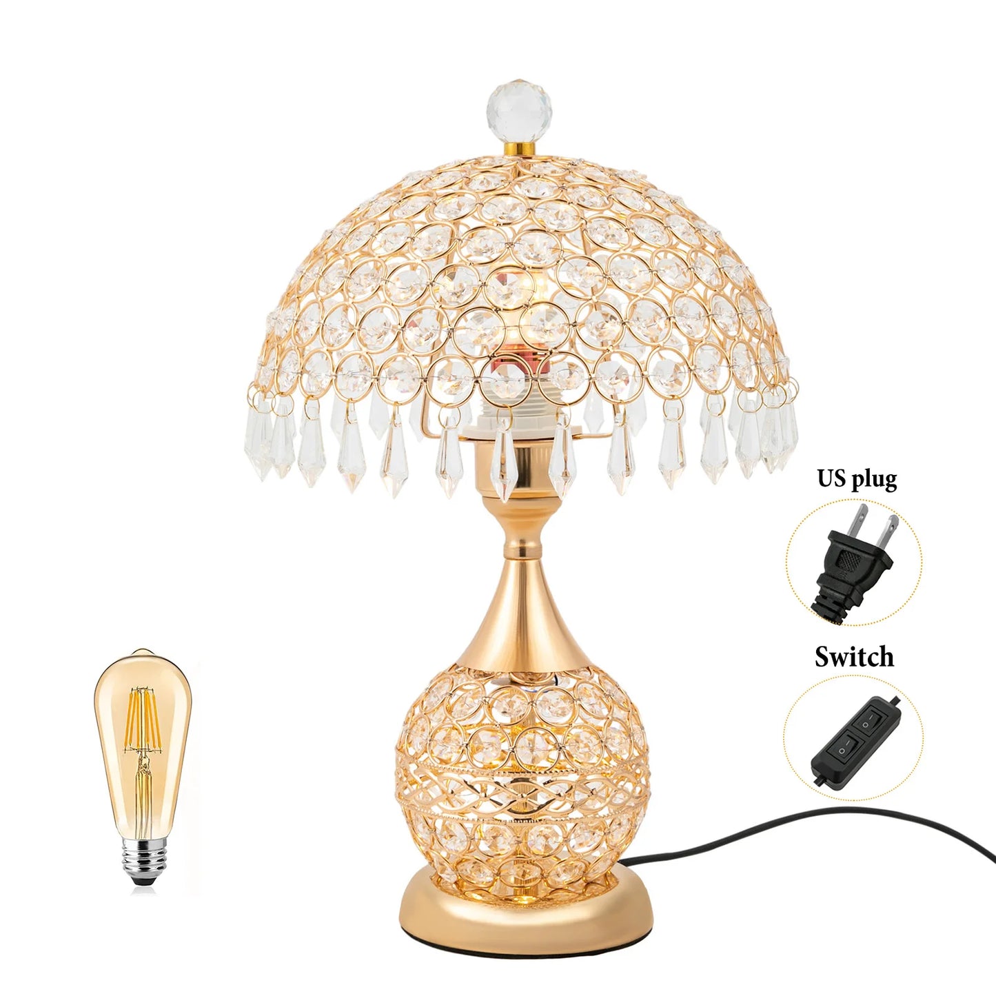 Modern Crystal Luxury Decorative Bedside Nightstand Table Lamp