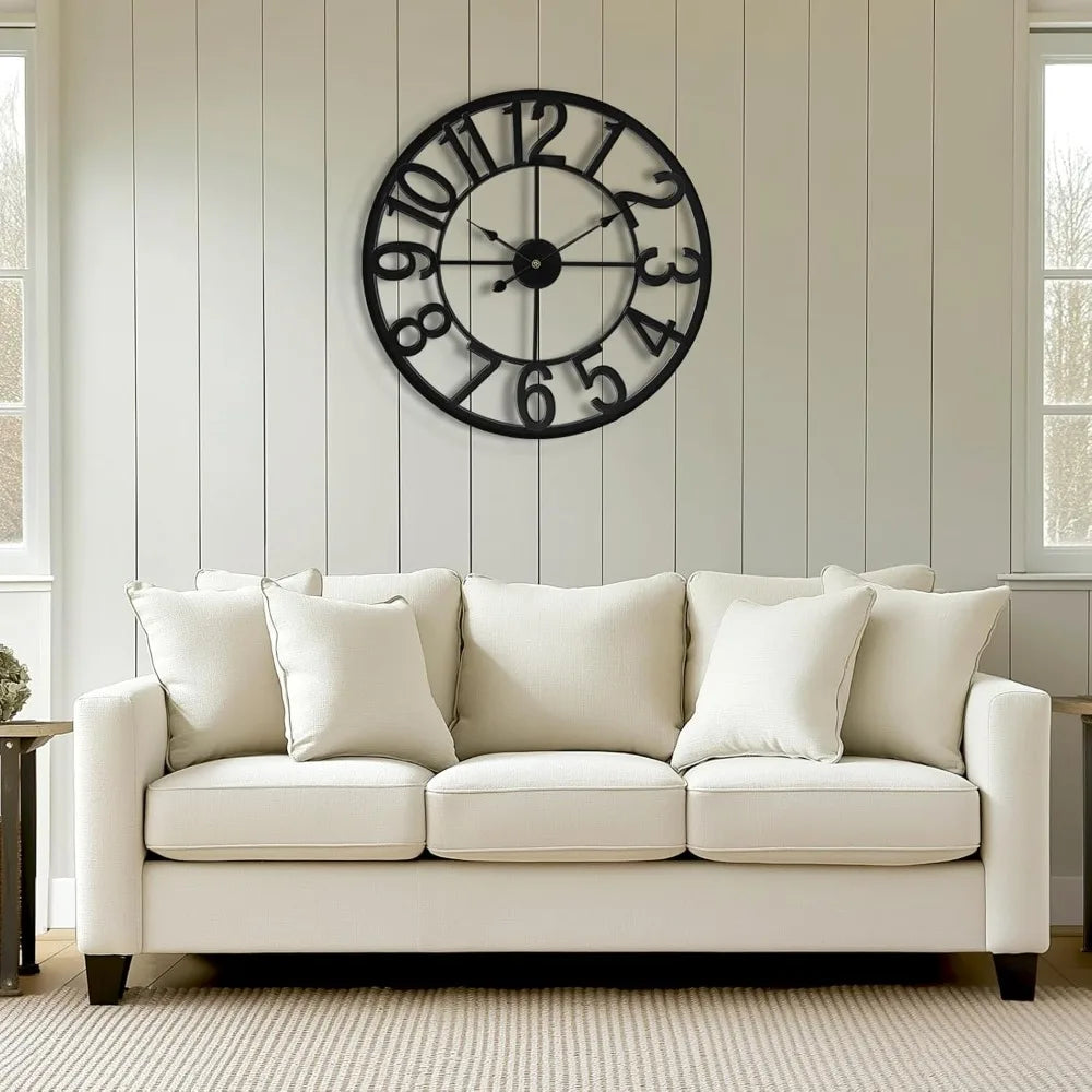 24 Inch Modern Round Metal Wall Clock