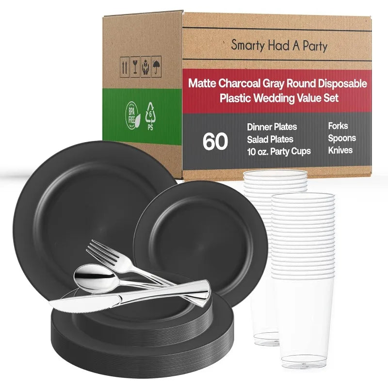 SERVICE FOR 60 GUEST: Disposable Plastic Party Package