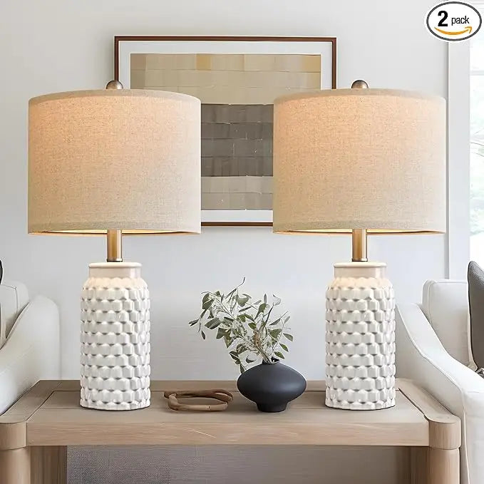 20.5" Modern Ceramic Bedside Lamp Set of 2