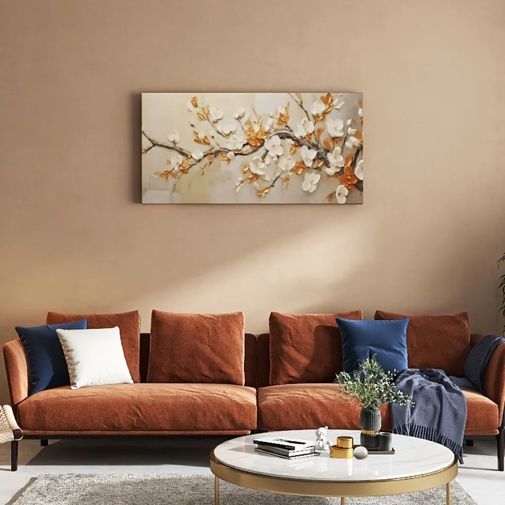Modern Pine Frame Plum Blossom Canvas Wall Art - 3 sizes