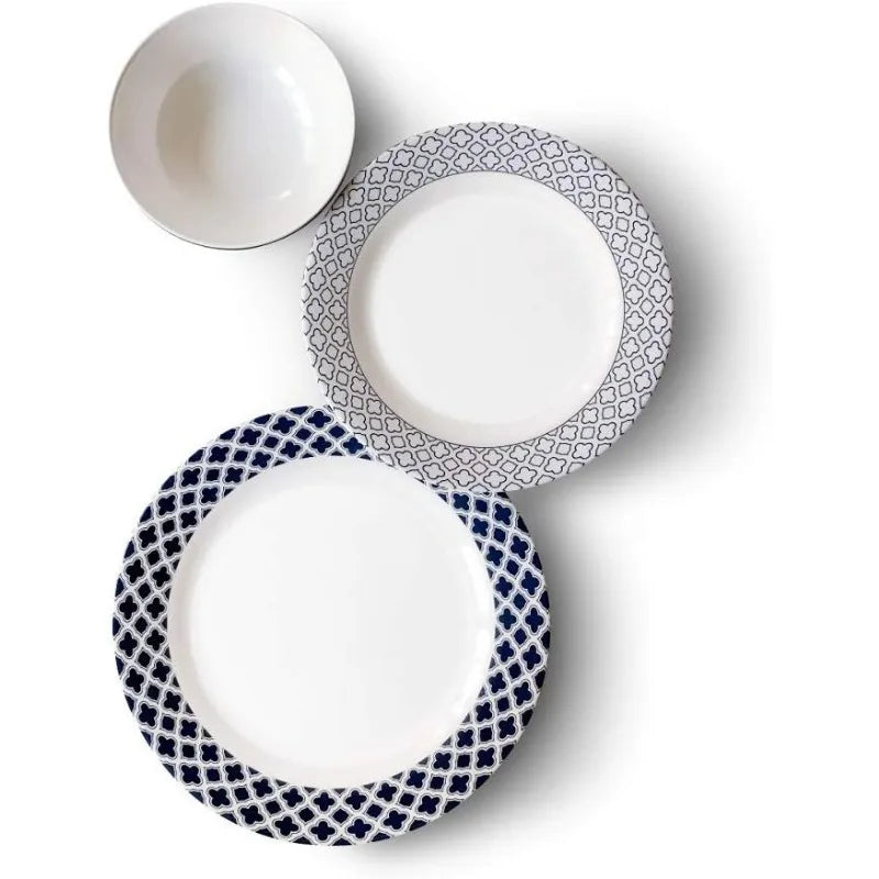 12-Piece Melamine Dinnerware Set - Service for 4, BPA free and dishwasher safe