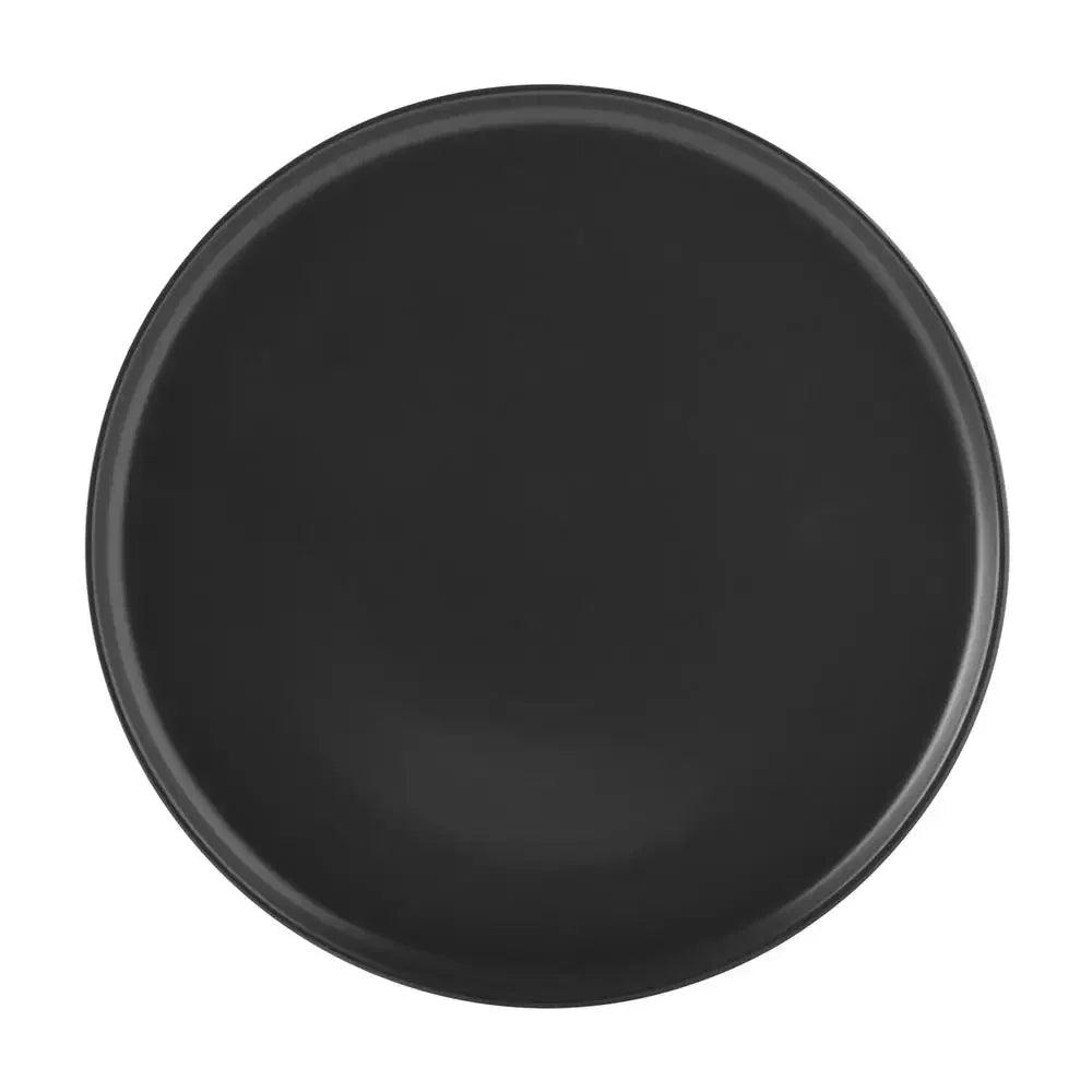 Matte Black Stoneware Dinnerware Set Chic Minimalist Design 12-Piece Set