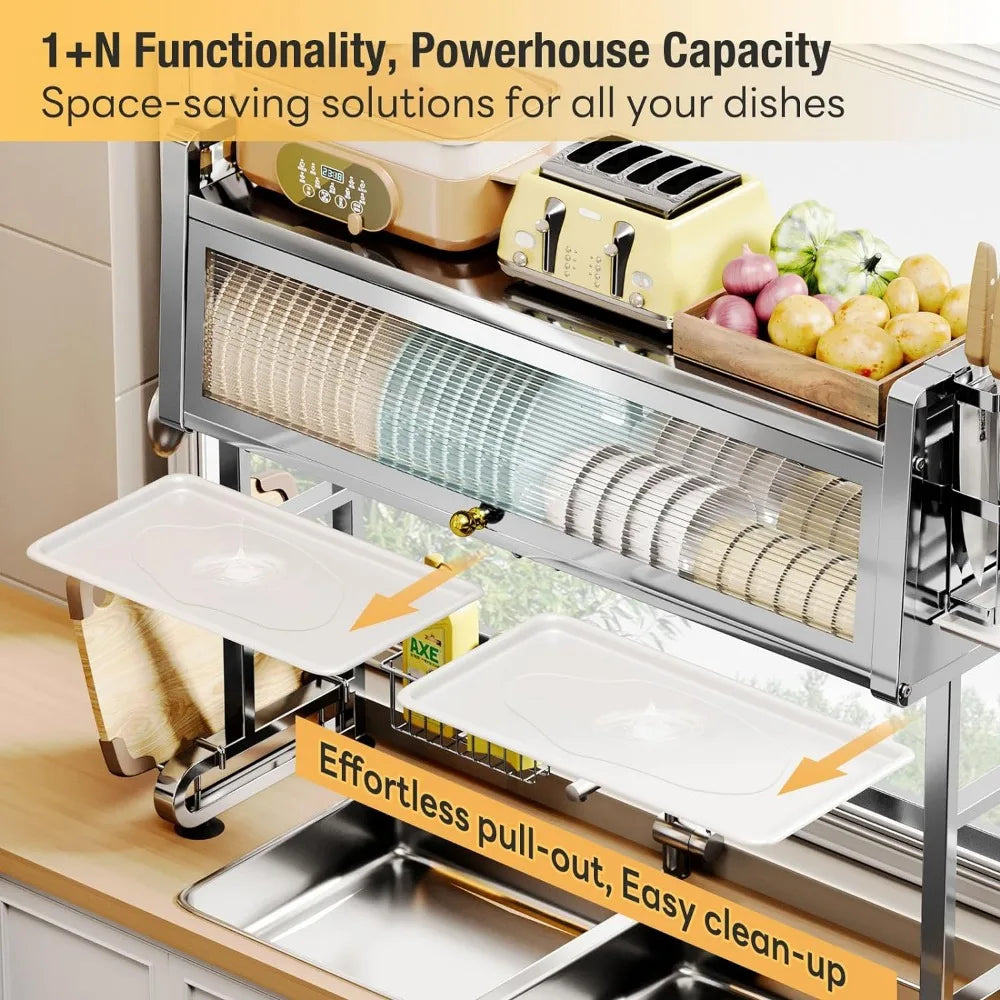 3 Tier Adjustable Over The Sink Dish Drying Rack