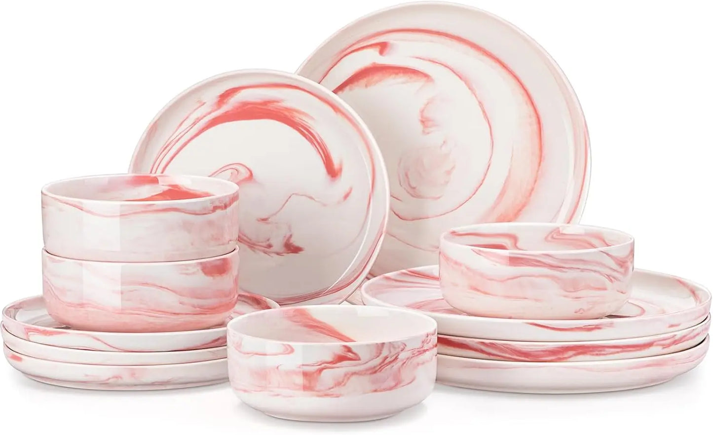 12 Piece Chip Resistant Porcelain Dishware Set for 4