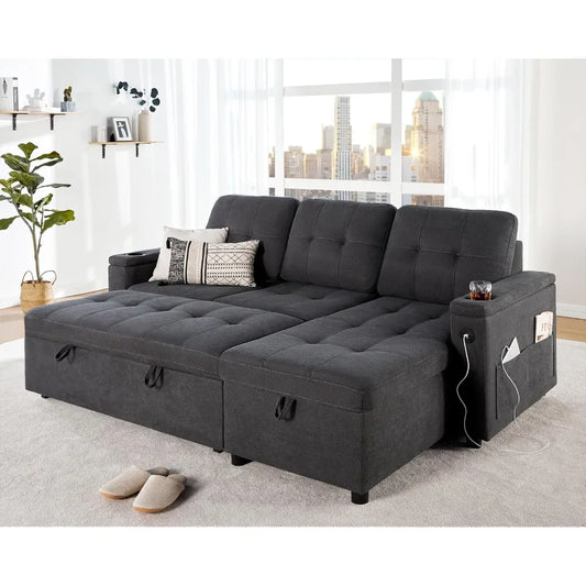 L-Shaped Pull Out Sleeper Sofa