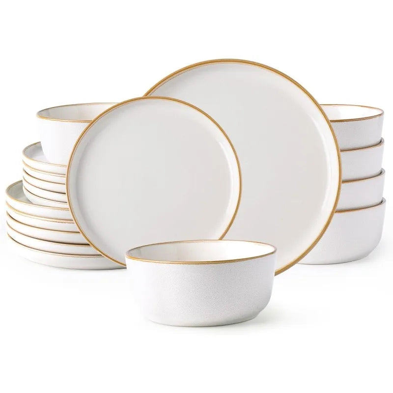 12 Piece Ceramic Dinnerware Set for 4, Scratch Resistant Dishes