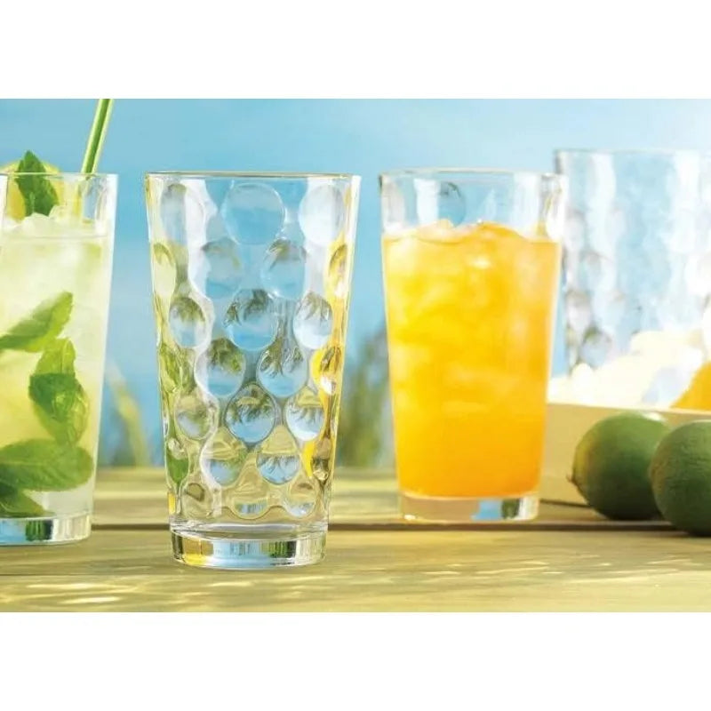 18 Piece Mixed Drinkware. Set of 6 Glass Tumblers 17 oz., Set of 6 Rock 13 oz. and Set of 6 Juice 7 oz Glass Cups