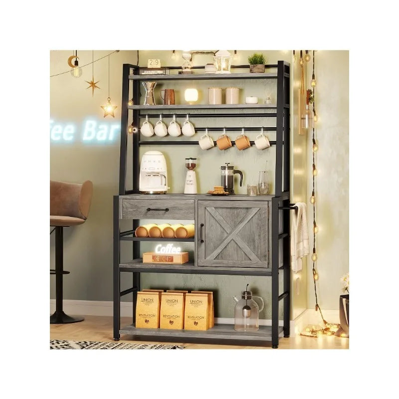 Kitchen Baker's Rack and Coffee Bar Cabinet