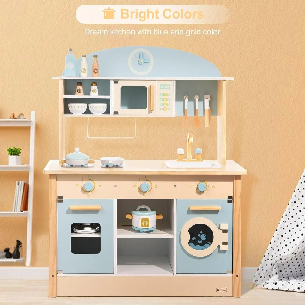 Wooden Play Kitchen Set for Kids