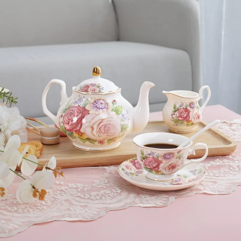 Floral Porcelain Tea Set, Service for 6