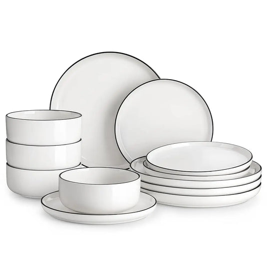 12 Piece Modern Porcelain Dinnerware Set For 4