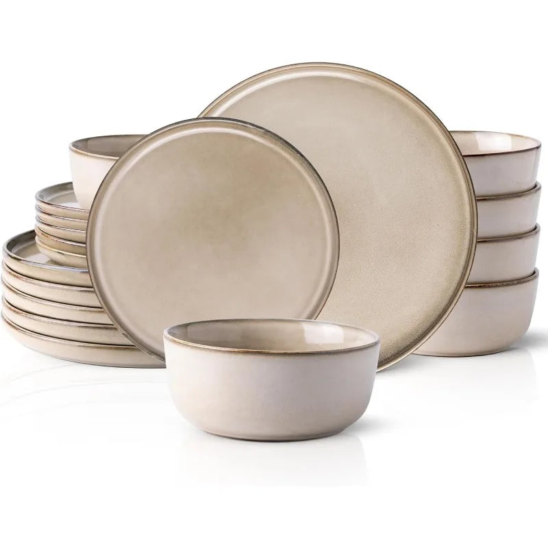 12 Piece Ceramic Dinnerware Set for 4, Scratch Resistant Dishes