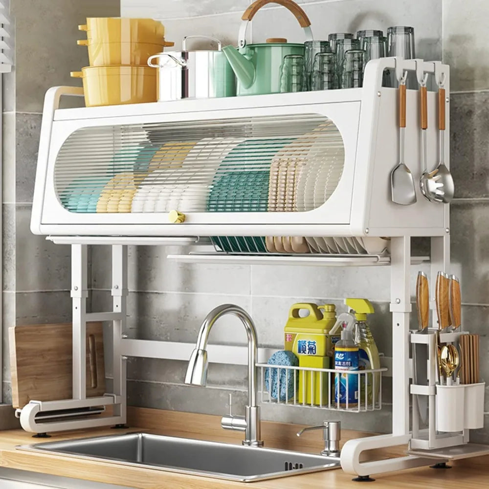 3 Tier Adjustable Over The Sink Dish Drying Rack