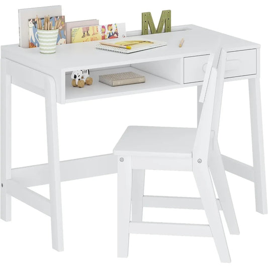 Kid's Wooden Study Table, Desk and Chair Set