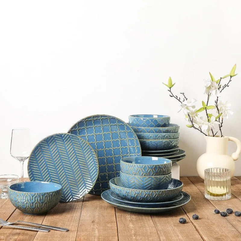 16-Piece, Ceramic Plates and Bowls Set