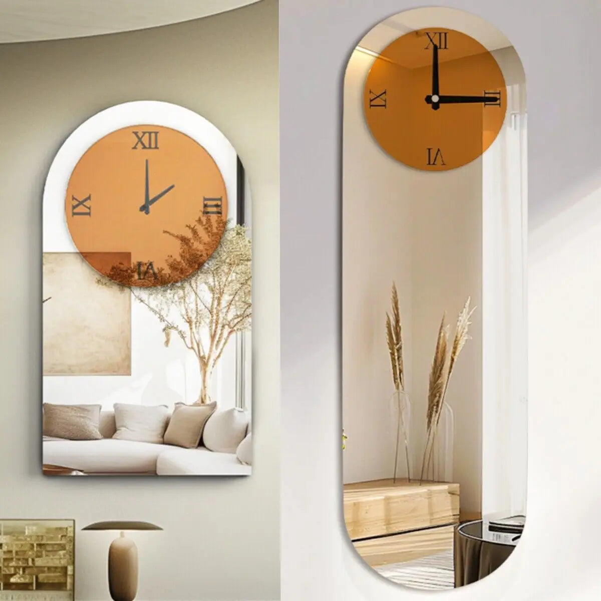 Oblong Wall Clock with Silver Mirror