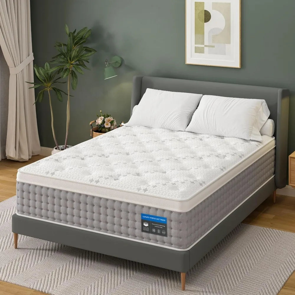 King Size 12 Inch - Gel Memory Foam Hybrid Bed Mattress in a Box