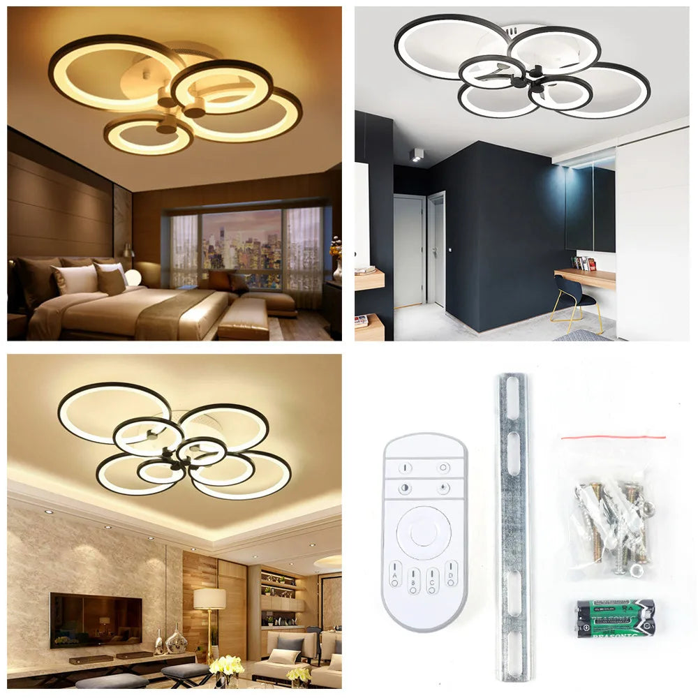 Modern LED Acrylic 4-head Flush Mount Ceiling Light W/ Remote Control