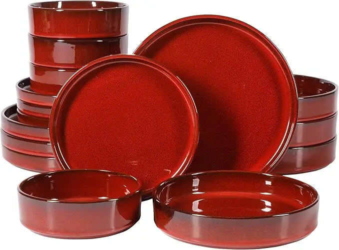 Oprah's Favorite Things - Santorini Mist Double Bowl Terracotta Reactive Glaze Plates and Bowls Dinnerware Set