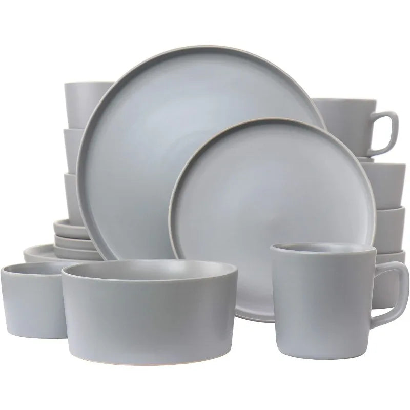 Luxmatte Dinnerware Set, 20 Piece, White, Dark Gray, Light Grey, Black