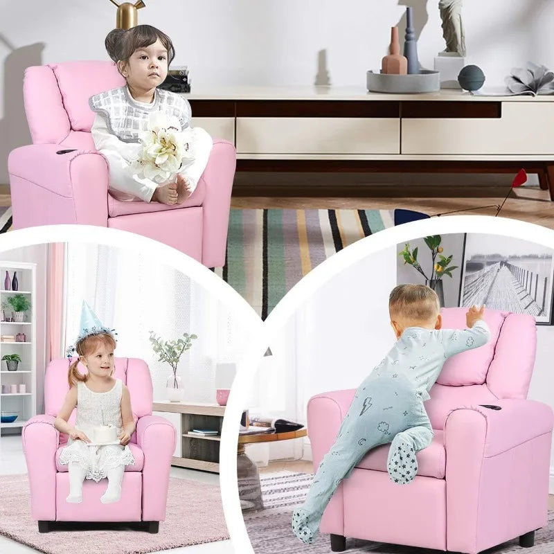 Kids Recliner Chair with Cup Holder, for Girls/ Boys