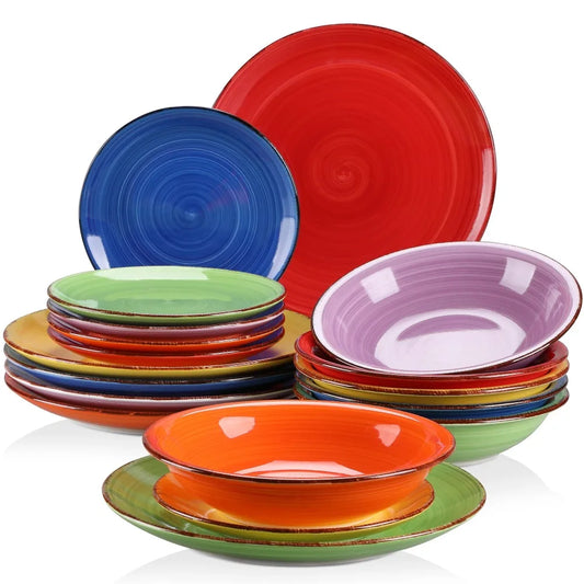 18 piece Vancasso BONITA Mix Color Ceramic Dinnerware Set