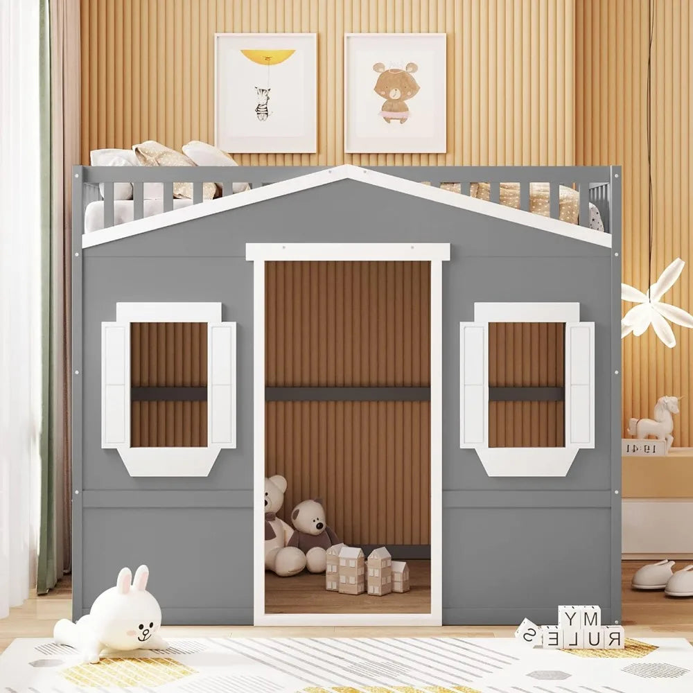 Twin Solid Wood Loft Bed Frame Playhouse