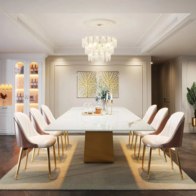 7-Piece Easy Assembly Dining Table Set with Tempered Glass Top