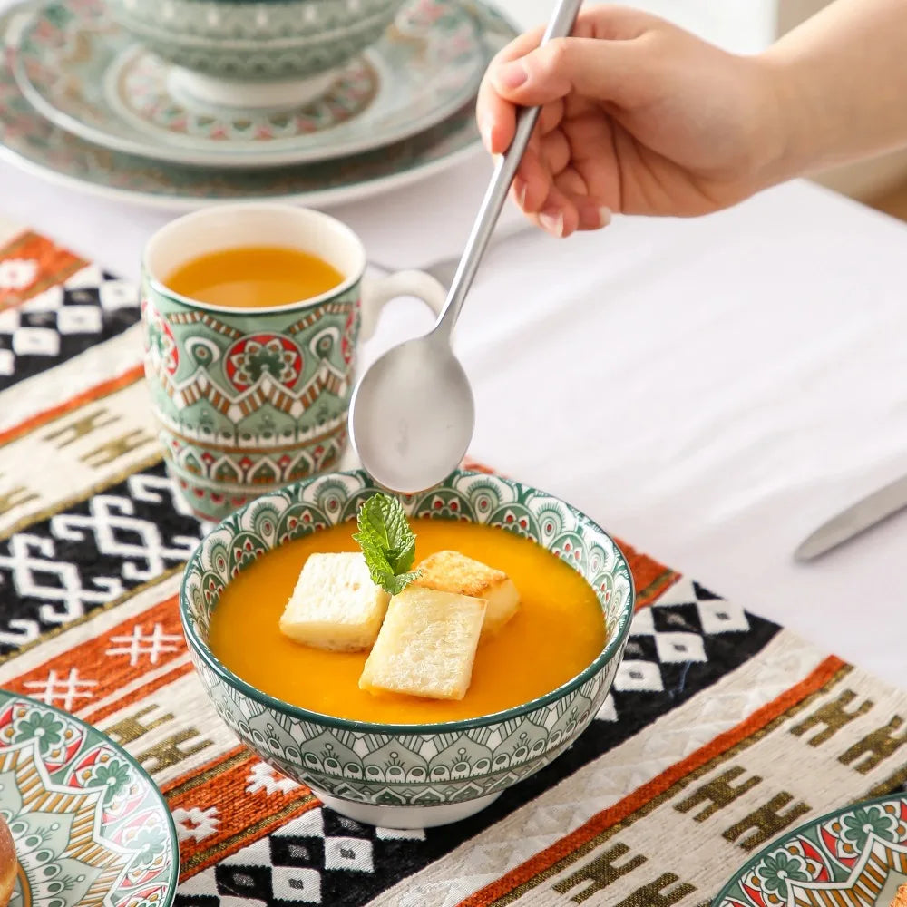 Bohemian Mandala Patterned 16PCS Porcelain Dinnerware Set