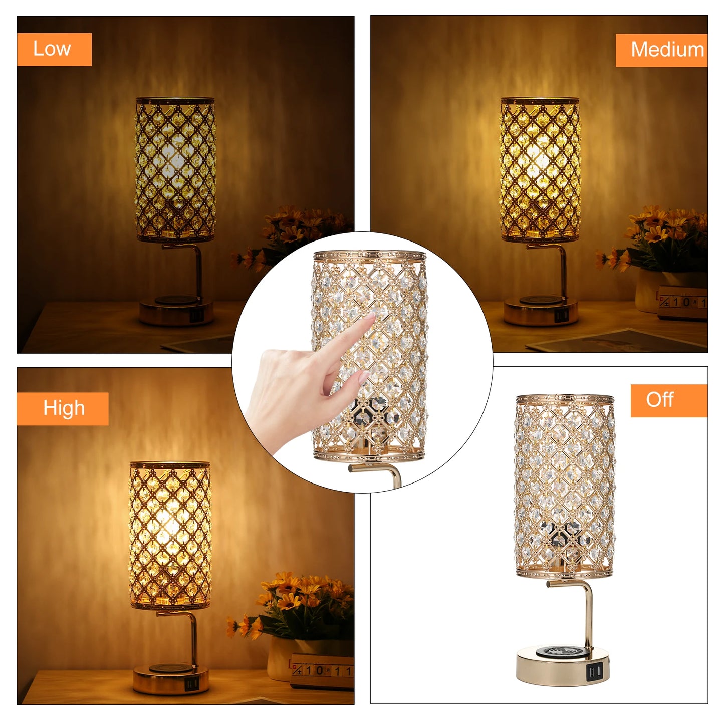 Neoglint Crystal Table Lamp with 6W Bulb