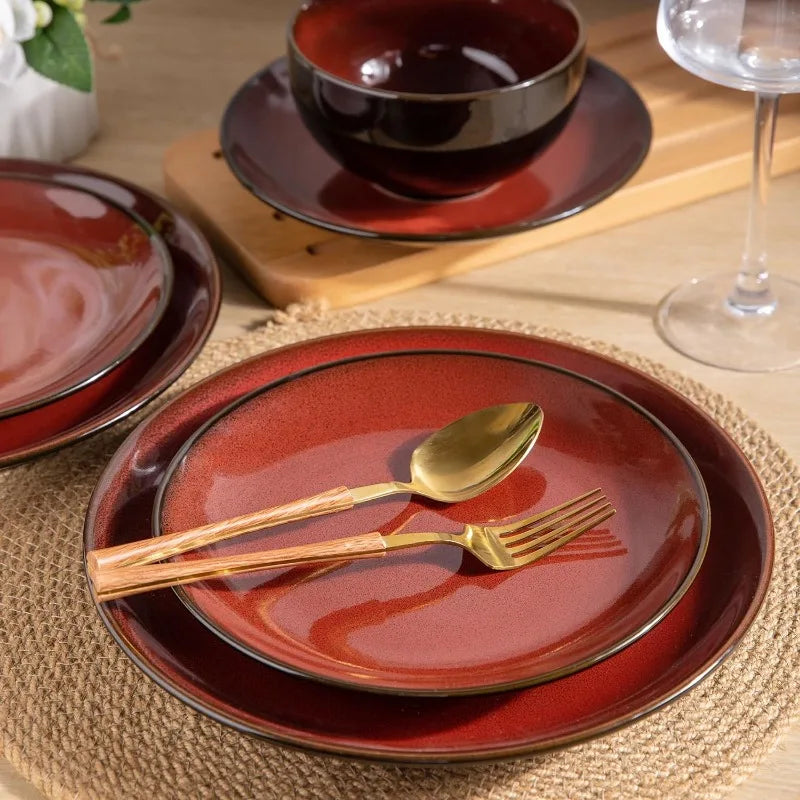 Ceramic Dinnerware Sets,Stoneware Coupe Plates and Bowls Sets,Highly Chip and Crack Resistant | Dishwasher & Microwave