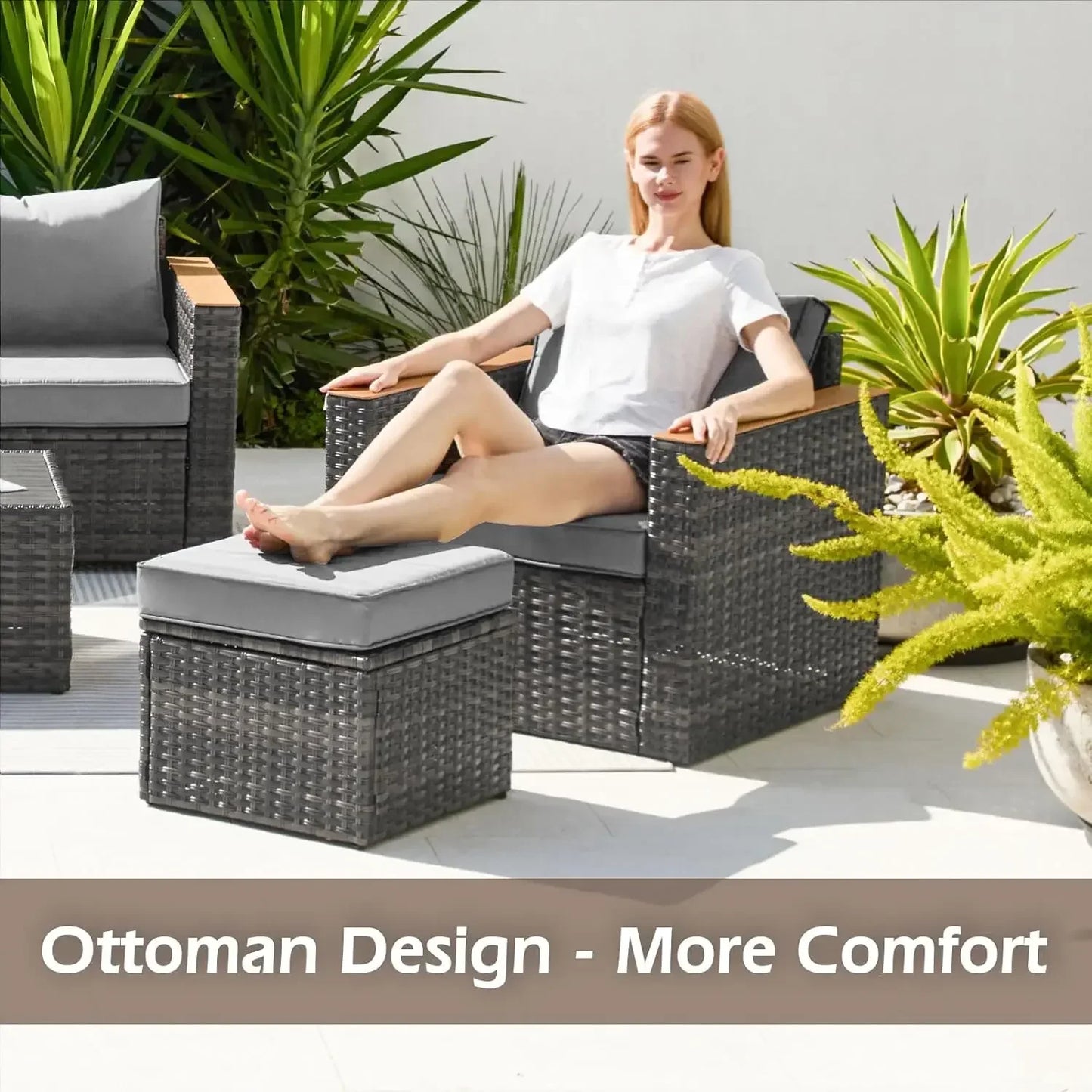 Exclusive Quick Install Patio Furniture Set w/Ottoman