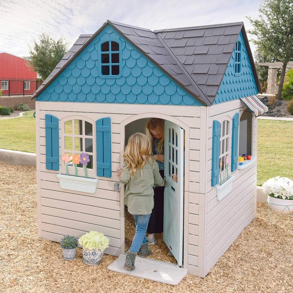 Lifetime Heavy Duty Plastic Outdoor Playhouse, 6ft x 6ft x 7 ft Tall