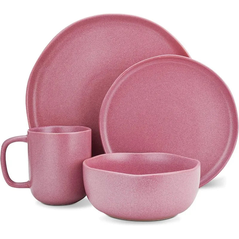 Tom Stoneware Reactive Glaze Dinnerware Set, 16/32 piece