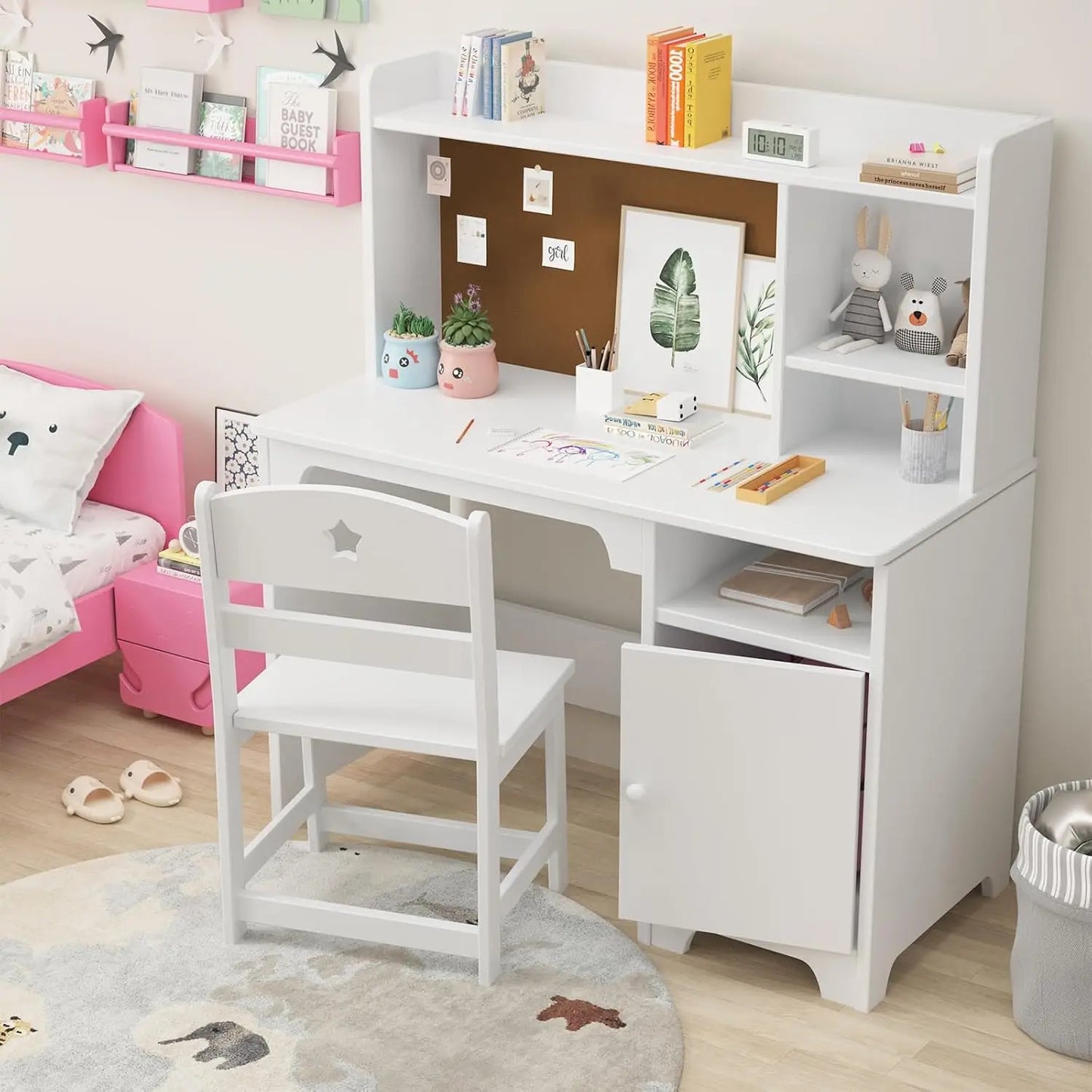 Kids Bookshelf & Organizer Study Desk & Chair Set