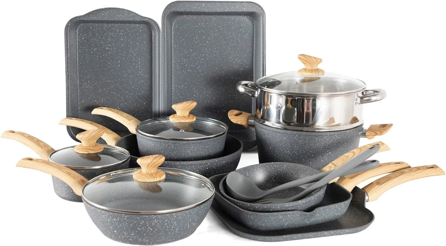 12/17-piece Granite Nonstick Cookware Sets