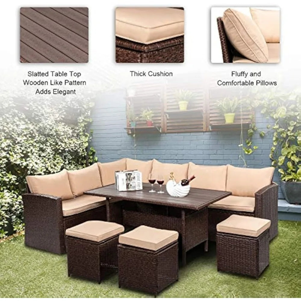 8 Piece All-weather Terrace Furniture Set, with Dining Table and Chairs