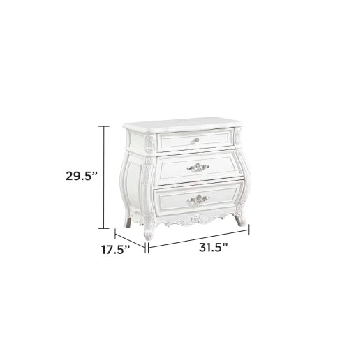 Wooden Pearl White Modern Style 5 Pc King Bedroom Set